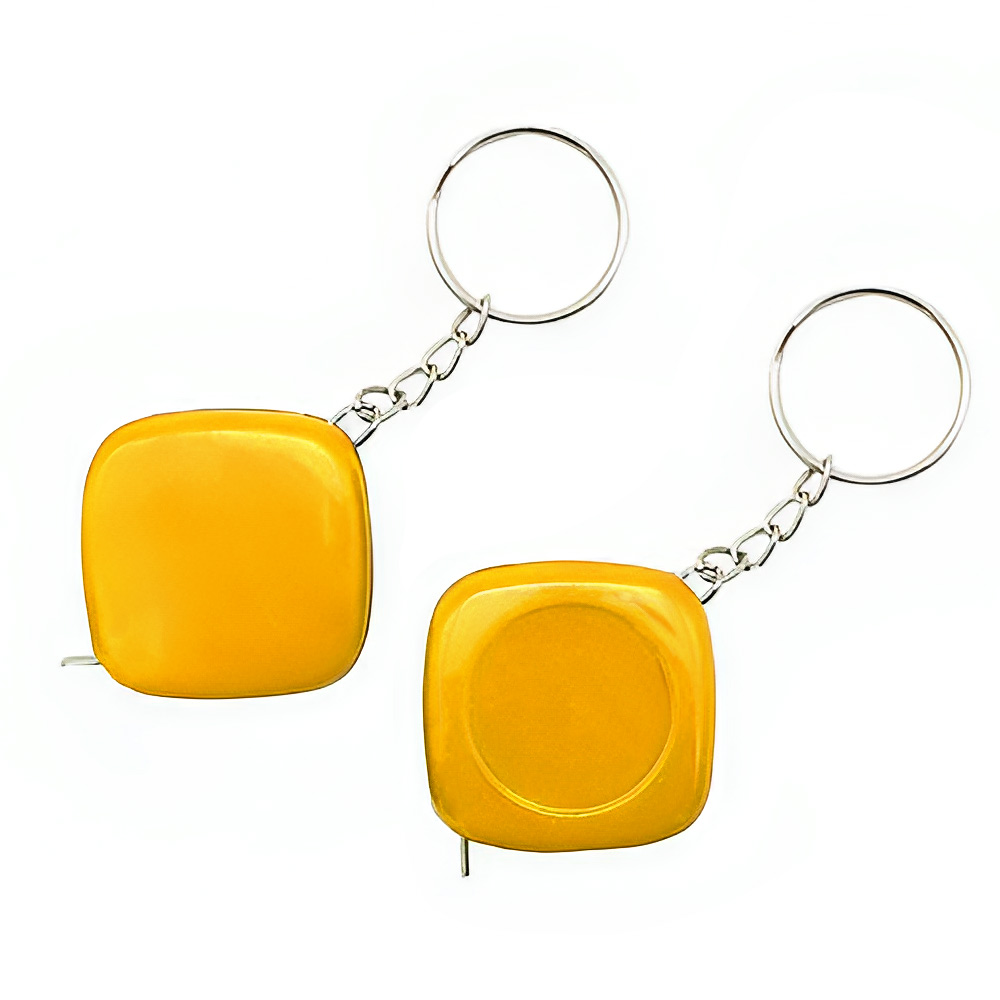 Square Tape Measure Keychain Yellow