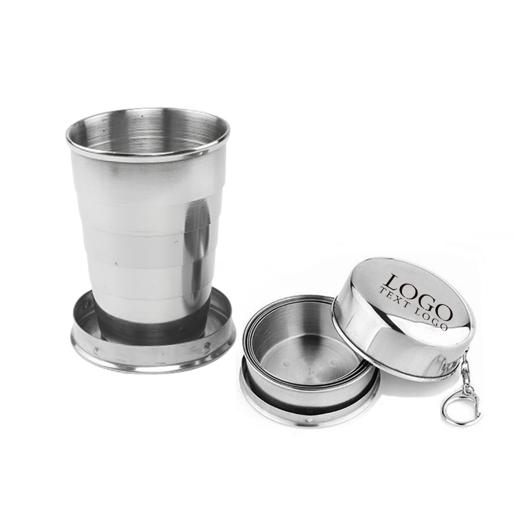 Stainless Steel Collapsible Cup Keychain Silver with Logo