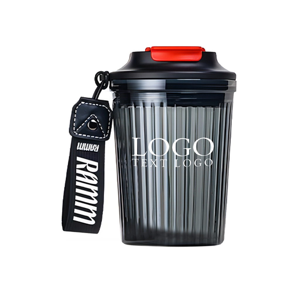Vertical Stripes Plastic Coffee Mug Black with Logo