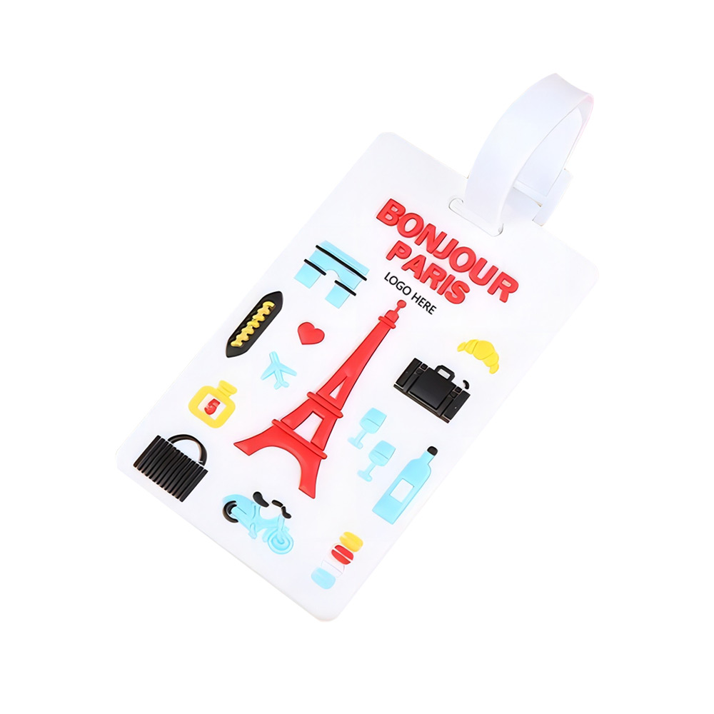 White Promo PVC Soft Adhesive Travel ID Luggage Tags With Logo