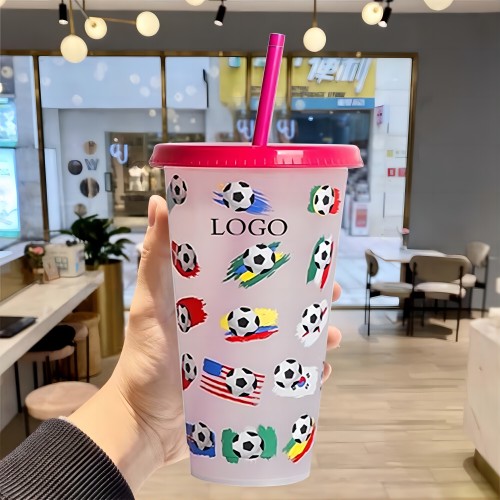 Promo 24Oz Color Changing Reusable Cup With Lid And Straw