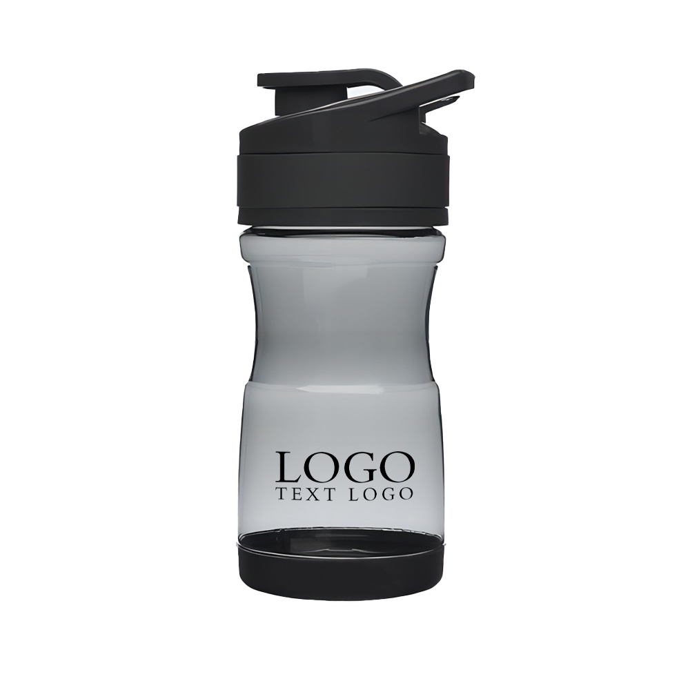 20 oz BPA-Free Brawny Plastic Sports Bottle Black With Logo