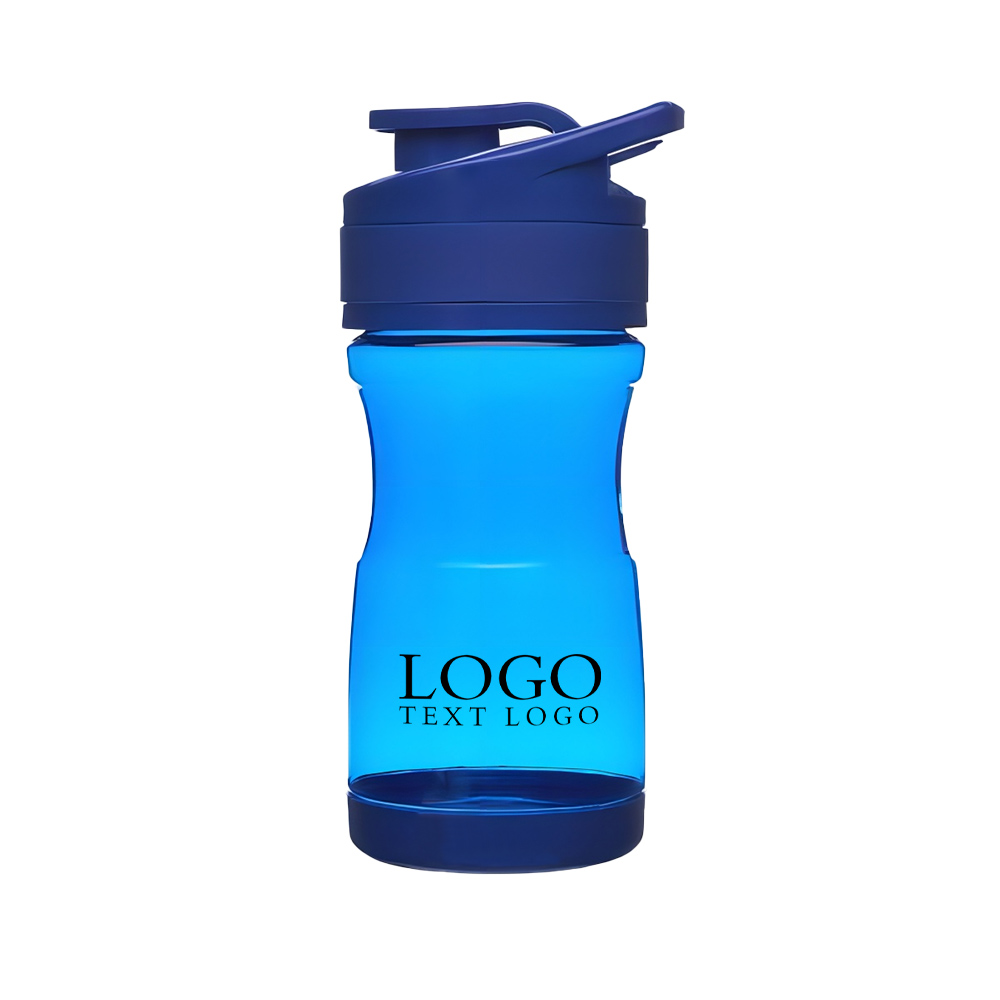 20 oz BPA-Free Brawny Plastic Sports Bottle Blue With Logo