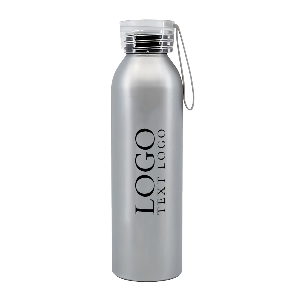 20oz Aluminum Bottle With Carrying Strap Silver With Logo