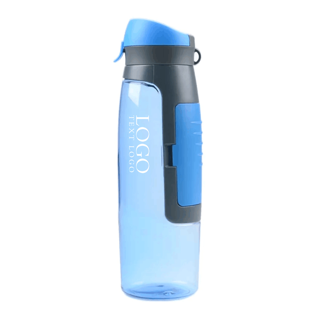 25oz Water bottle With Storage Compartment Blue With Logo