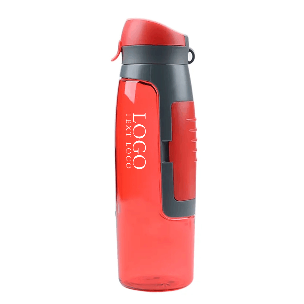 25oz Water bottle With Storage Compartment Red With Logo