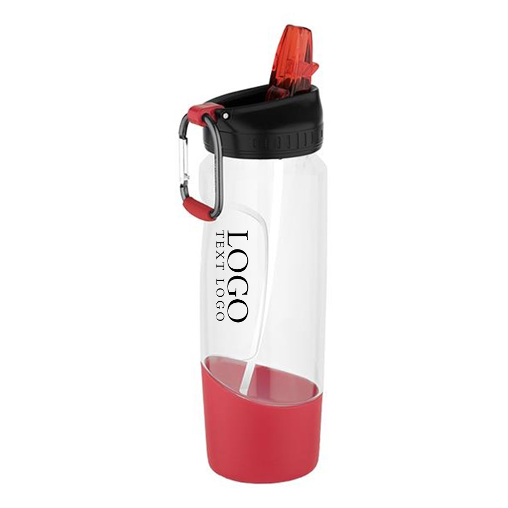 28 oz Tritan Water Bottle With Carabiner Red With Logo