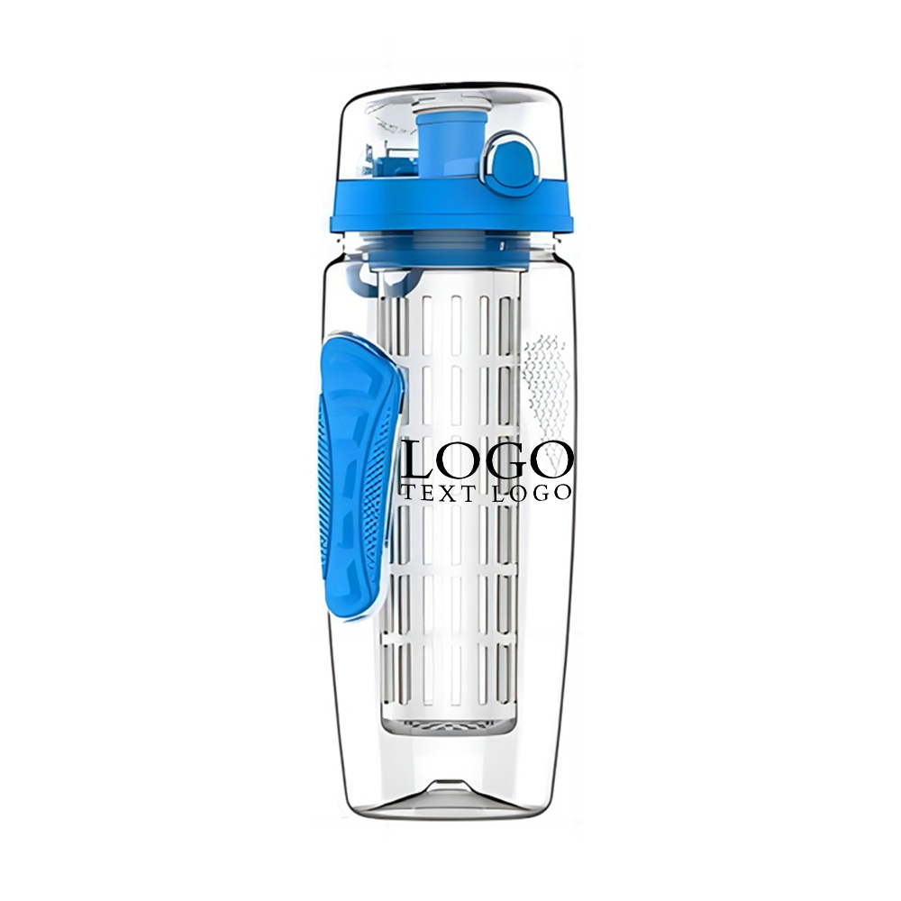 32Oz Fruit Infuser Water Bottle Blue With Logo