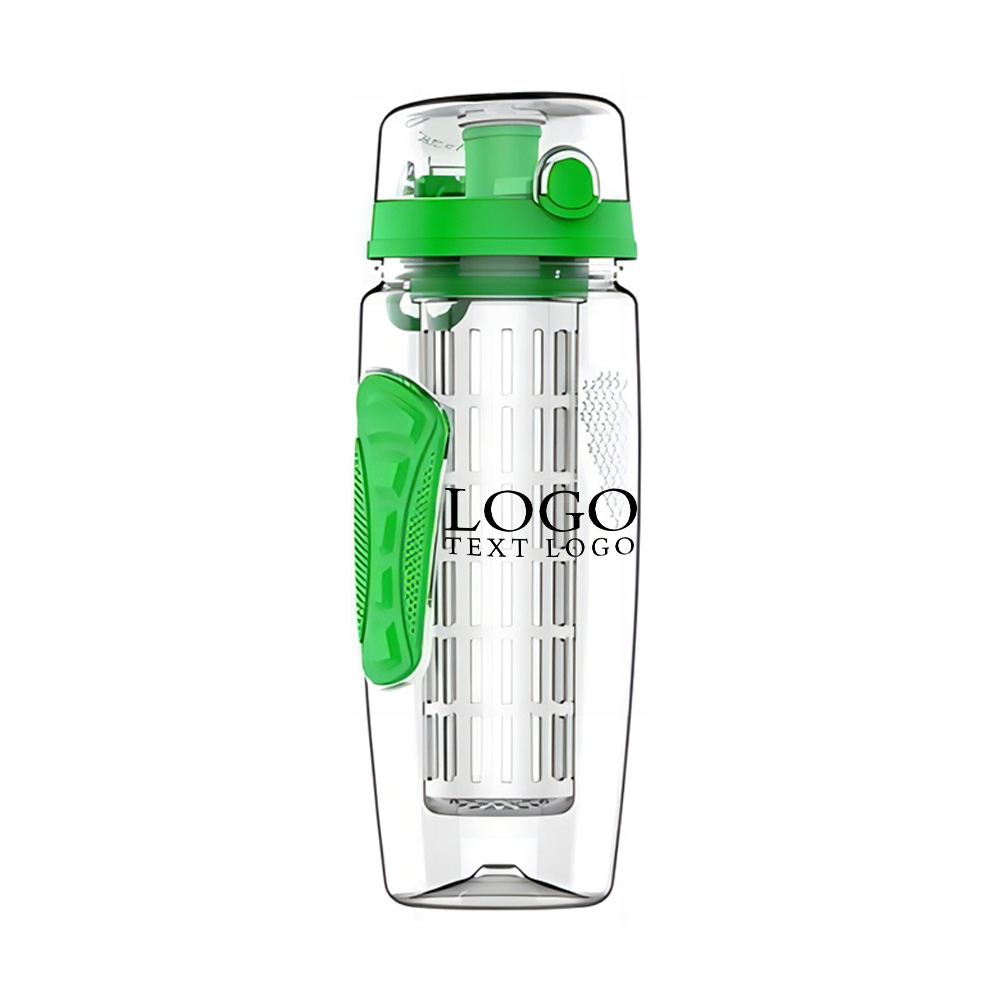 32Oz Fruit Infuser Water Bottle Green With Logo