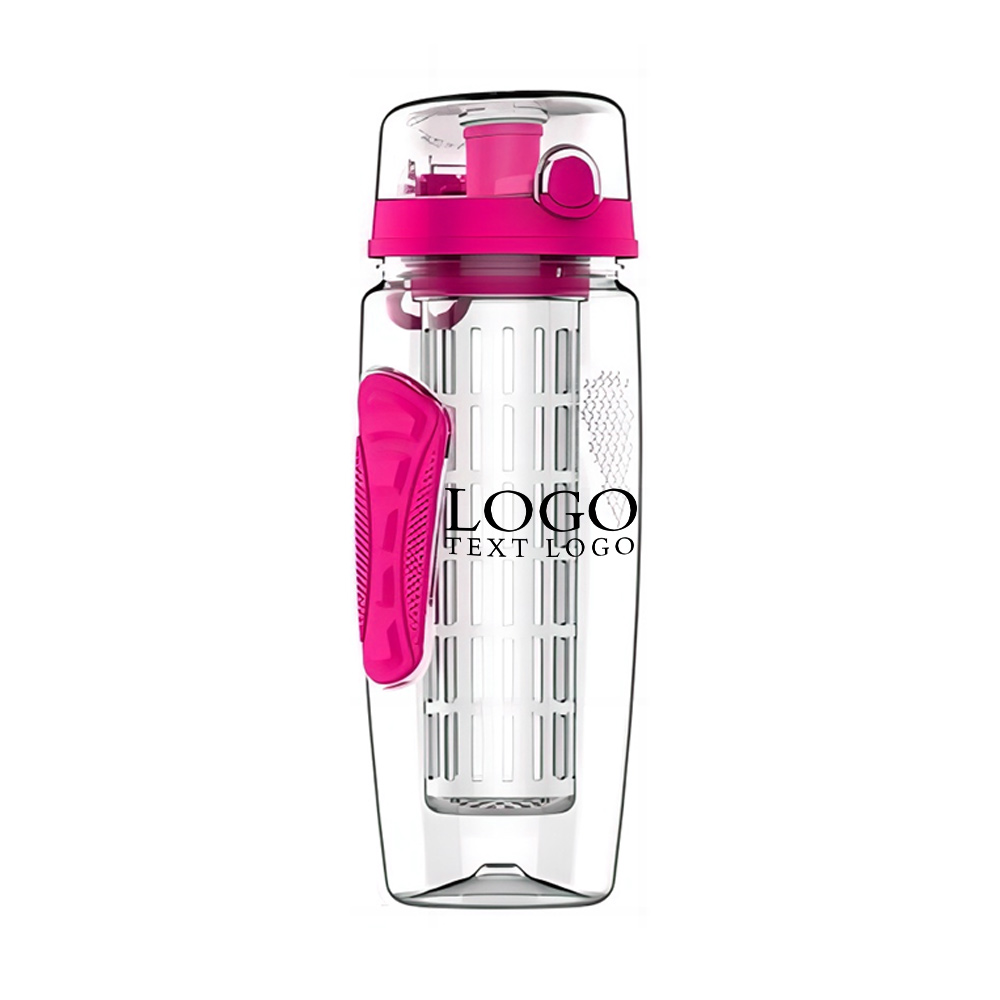 32Oz Fruit Infuser Water Bottle Pink With Logo