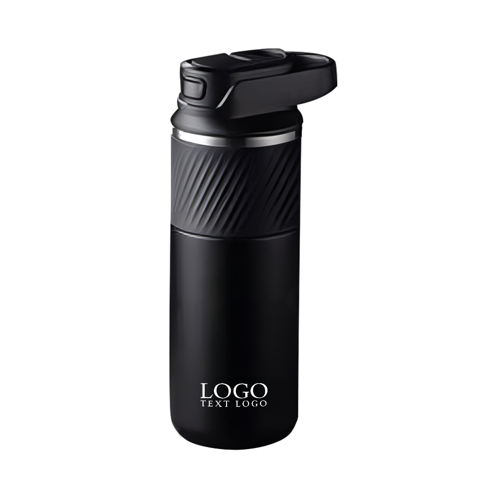 32oz Insulated Water Bottle With Straw Black With Logo