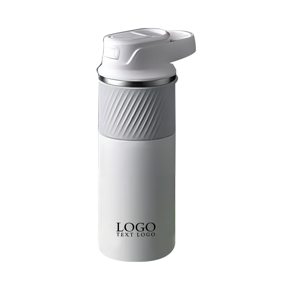32oz Insulated Water Bottle With Straw White With Logo