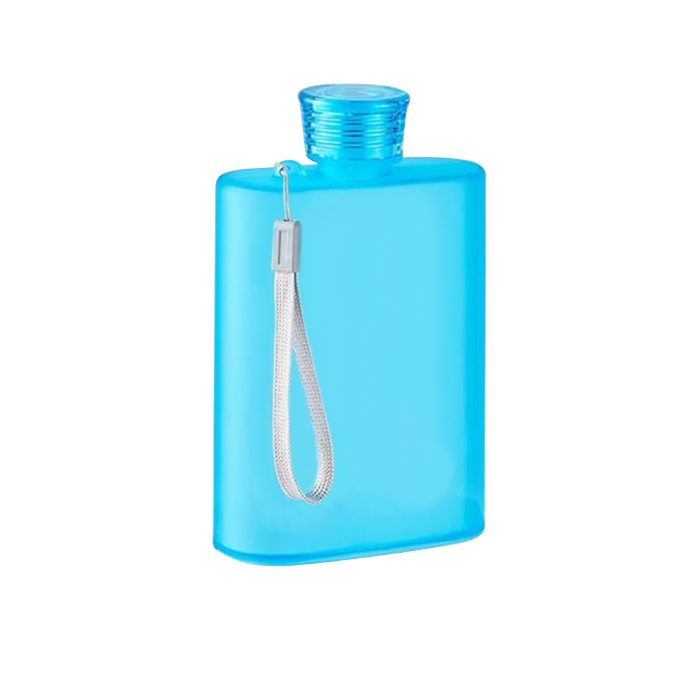 380ml Clear Matte Grain Slim Flat Portable Water Bottle Blue Blank