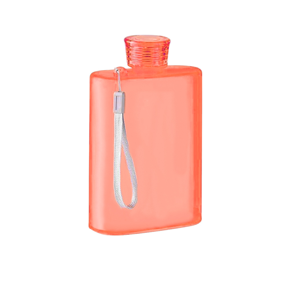 380ml Clear Matte Grain Slim Flat Portable Water Bottle Orange Blank