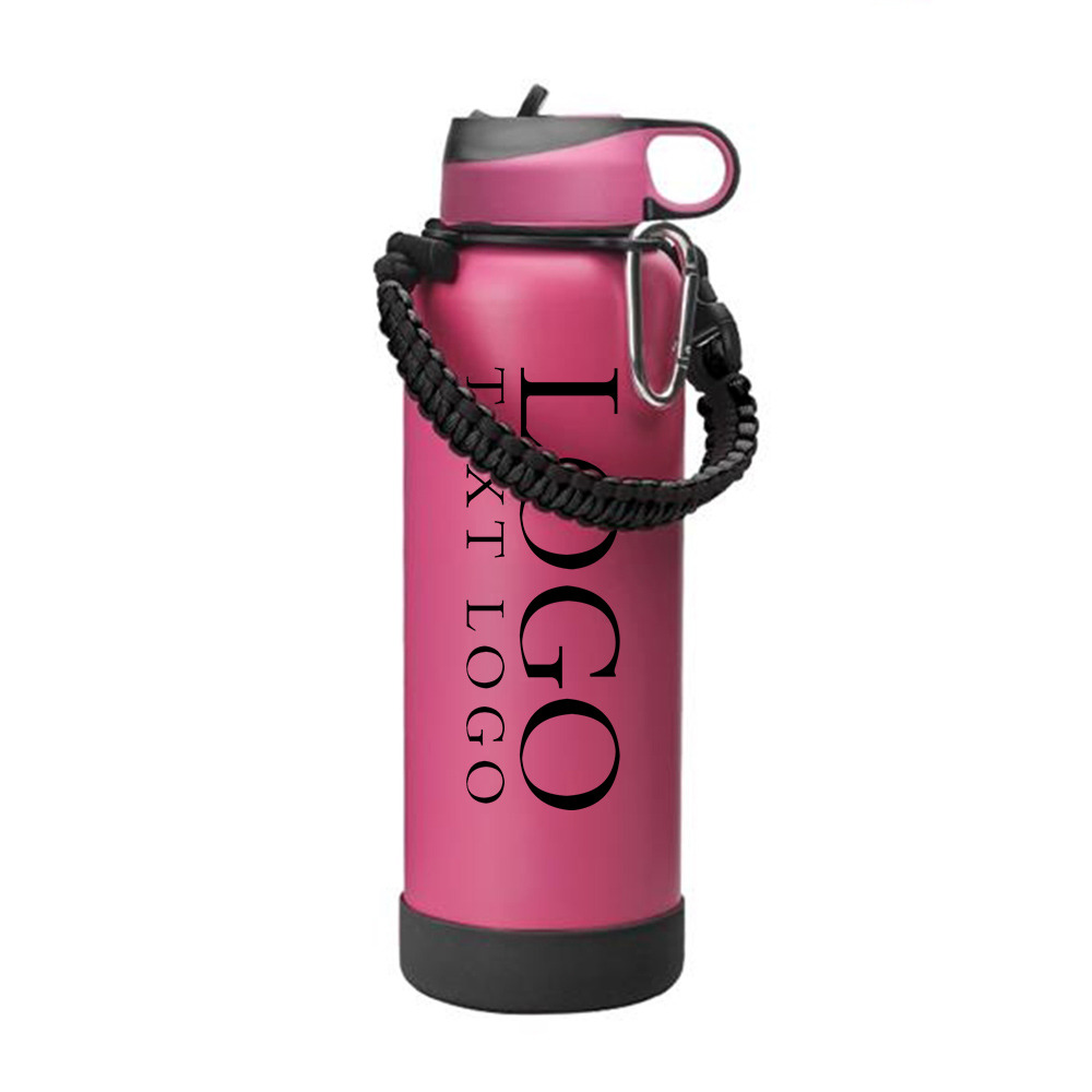 40 oz Paracord Vacuum Bottle Pink With Logo