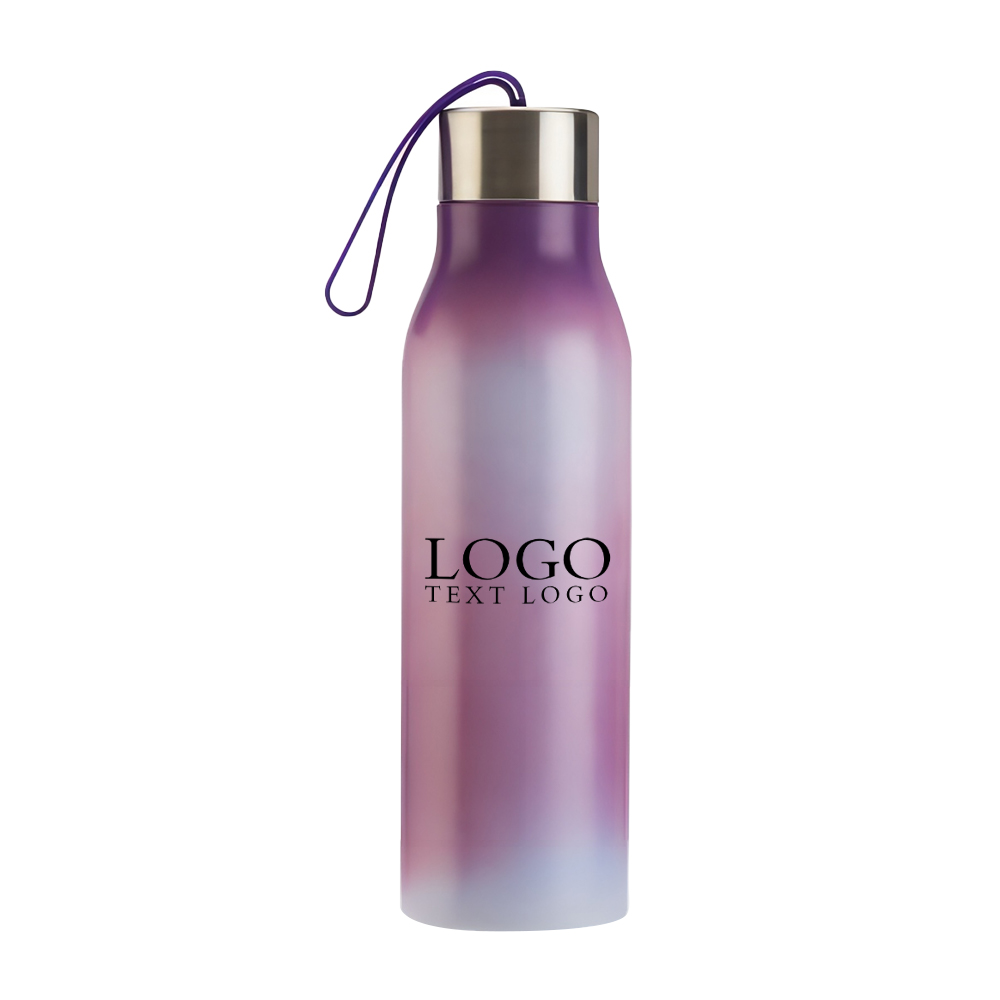 4oz Mood Stainless Steel Water Bottle White Purple With Logo