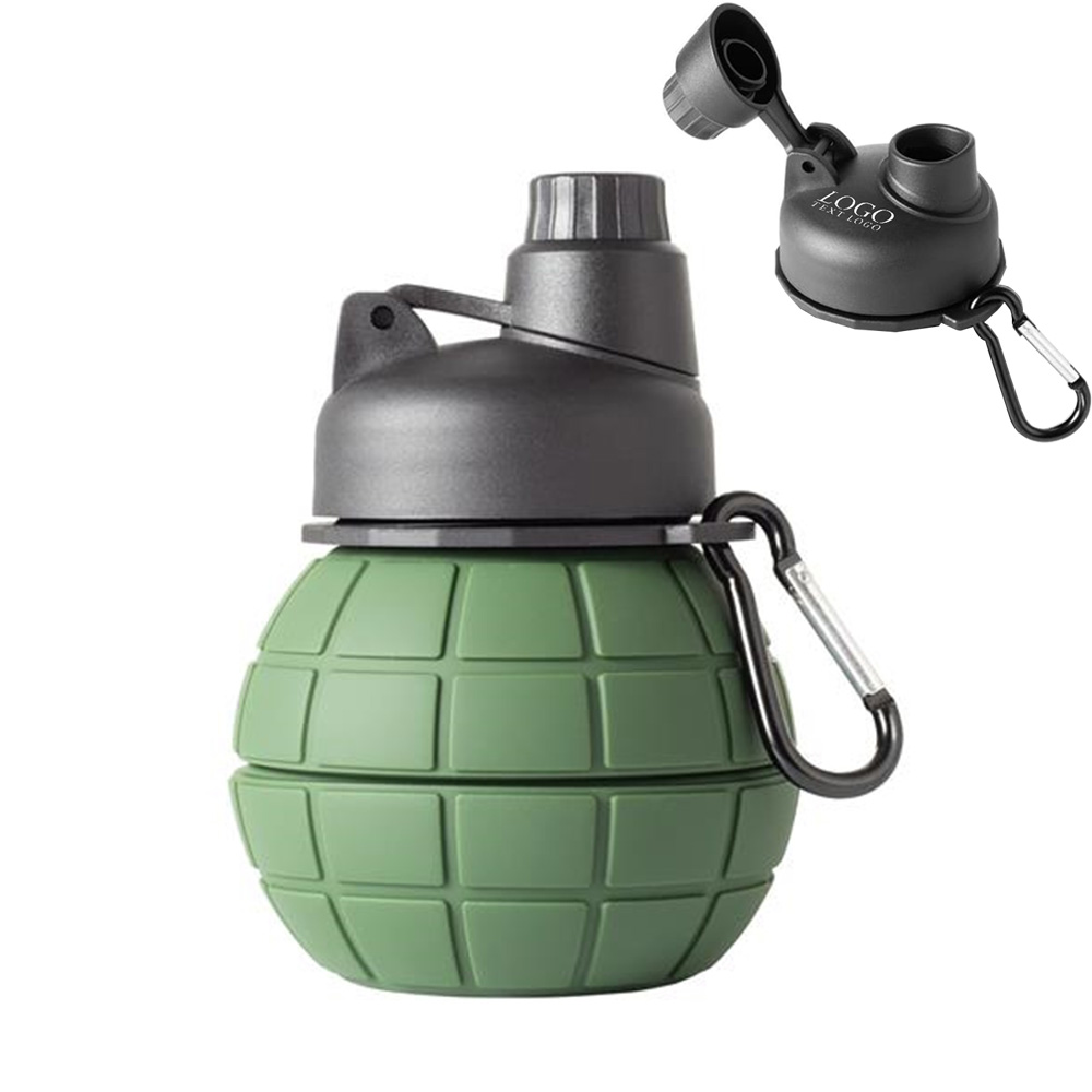 550ml Silicone Foldable Water Bottle Collapsible Bottle Green With Logo