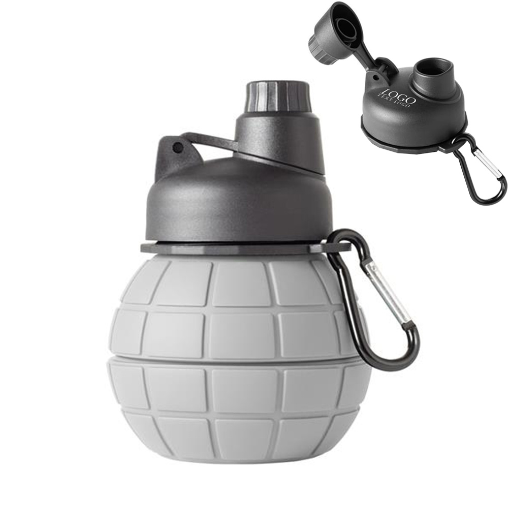 550ml Silicone Foldable Water Bottle Collapsible Bottle Grey With Logo