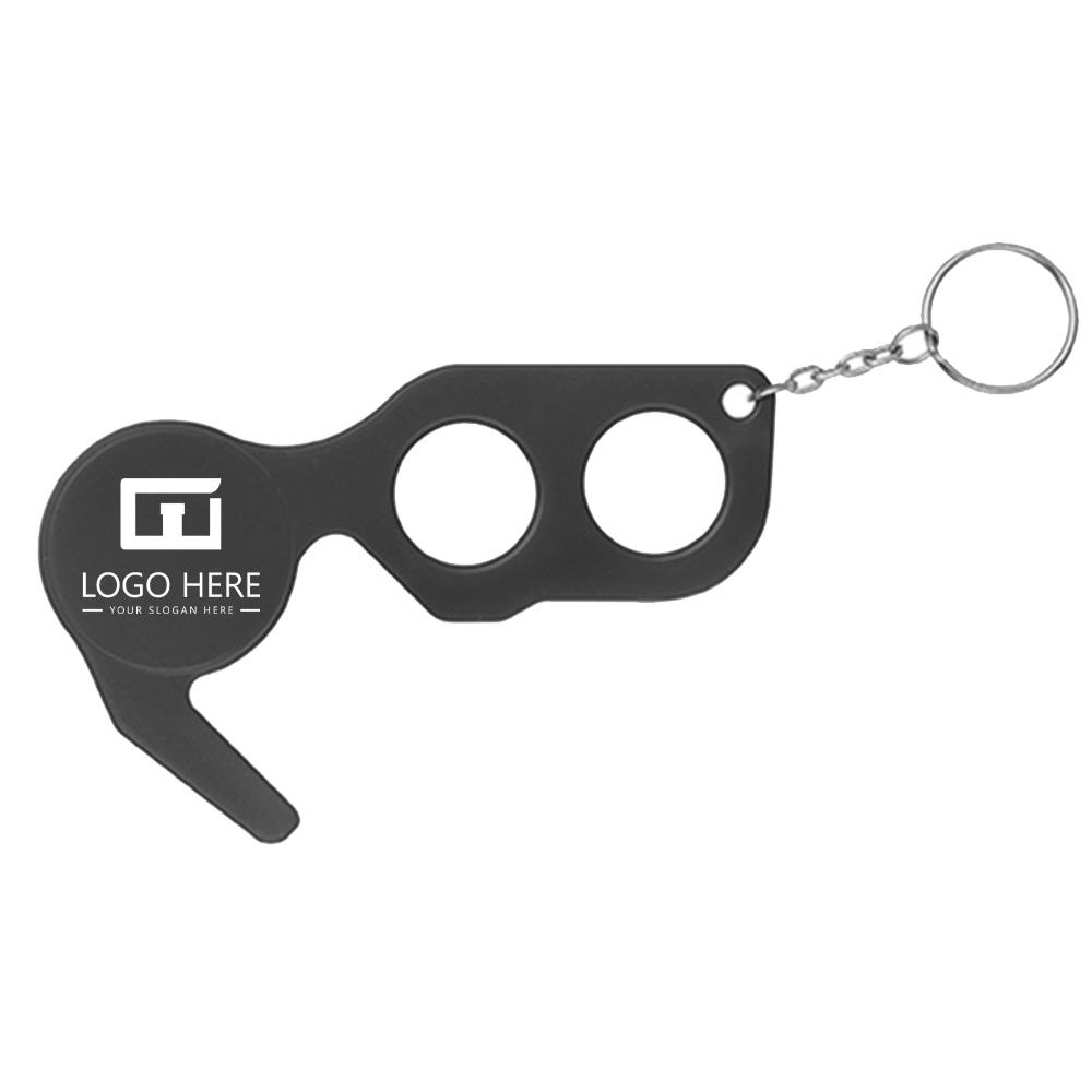 Black Promo PPE Door Opener Closer No Touch With Key Chain With Logo