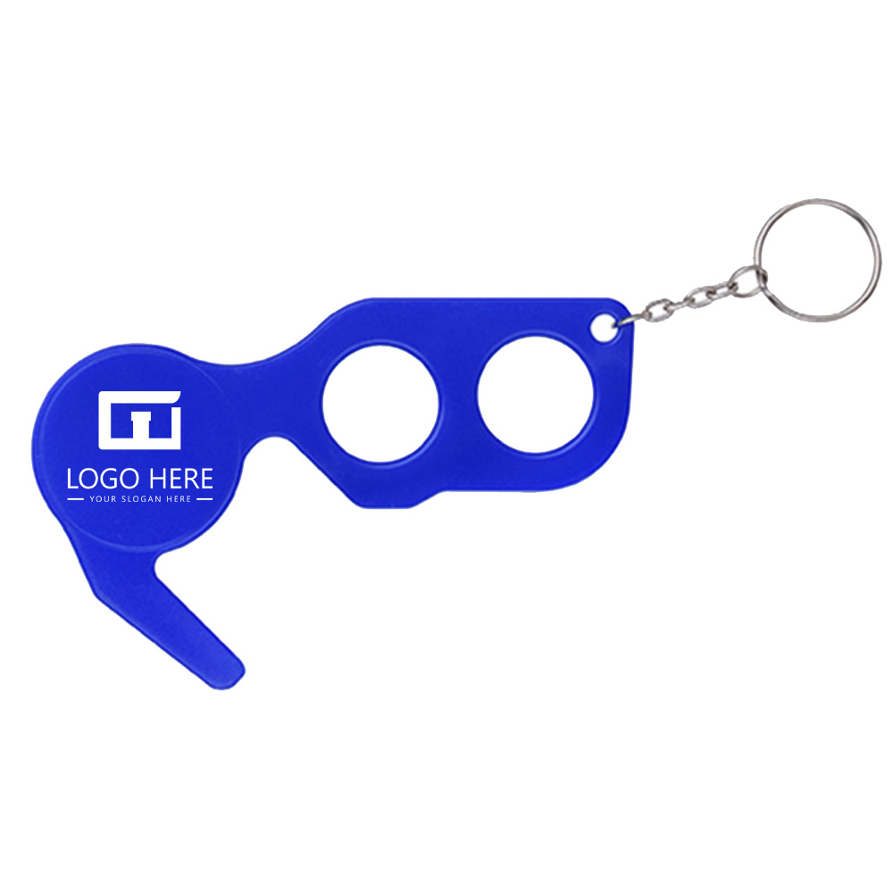 Blue Promo PPE Door Opener Closer No Touch With Key Chain With Logo