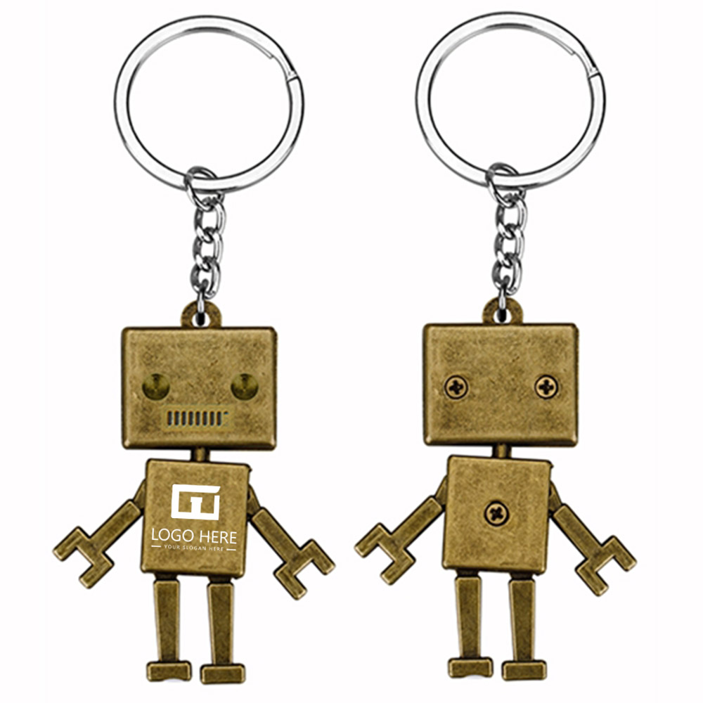 Bronze Promo Robot Shaped Key Chain With Logo