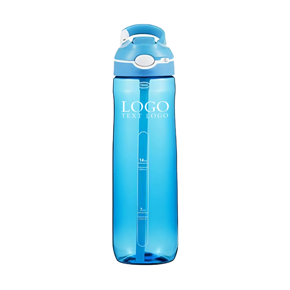 Custom 24 Oz Autospout StrawWater Bottle Blue With Logo