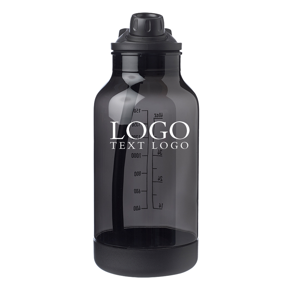 Custom 64 oz Plastic Sports Bottles Black With Logo