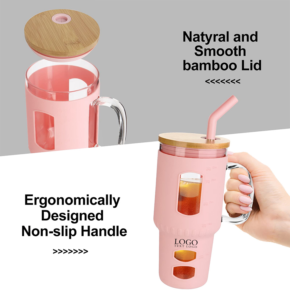 Glass Tumbler with Bamboo Lid and Straw Large