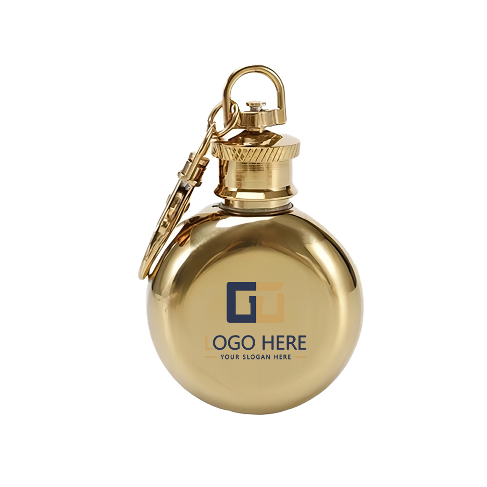 Gold Promo Keychain Flask With Logo
