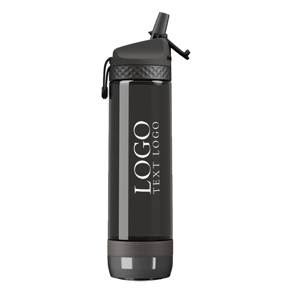 HidrateSpark Pro 24 oz Water Bottle With Straw Lid Black With Logo