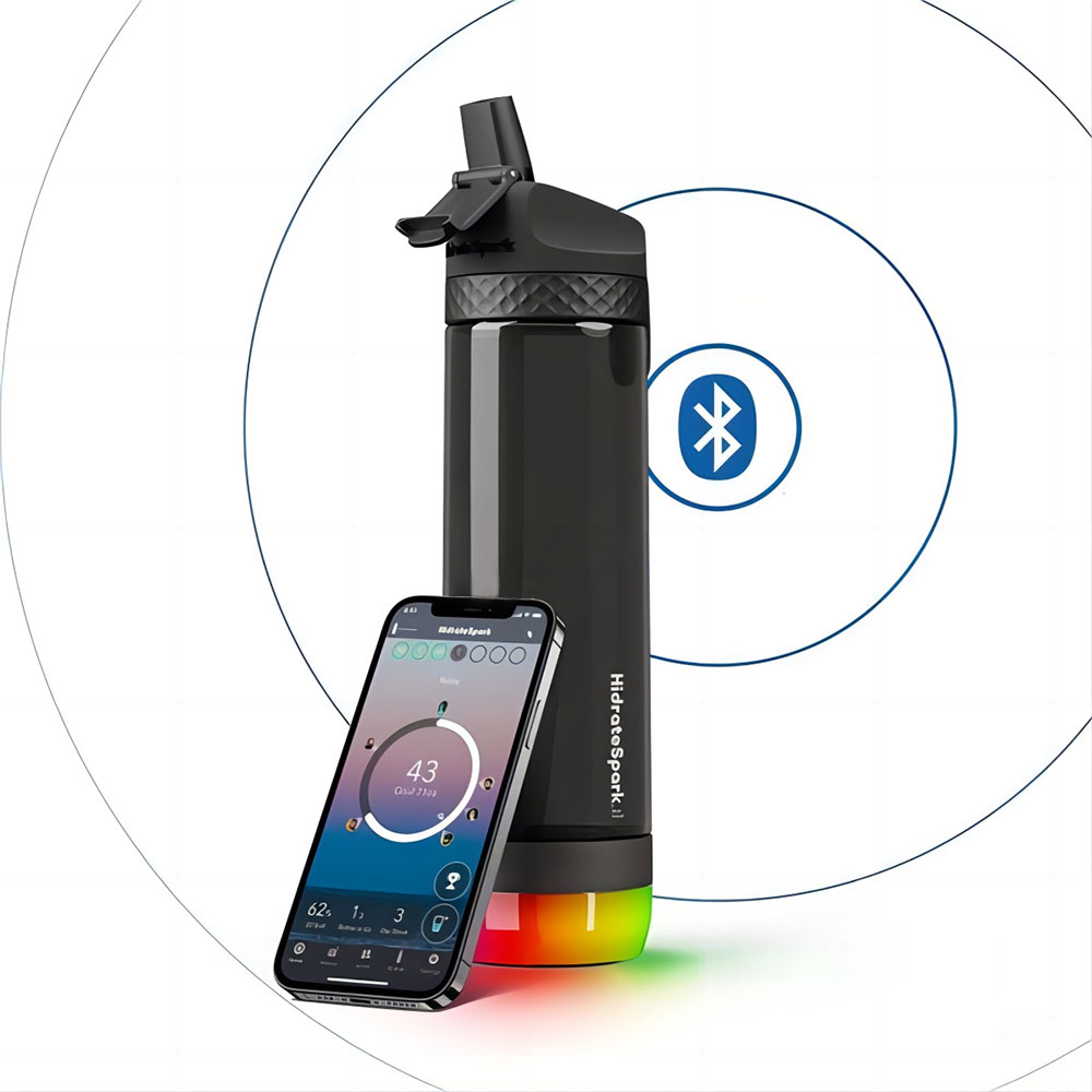 HidrateSpark Pro 24 oz Water Bottle With Straw Lid Connect With Phone