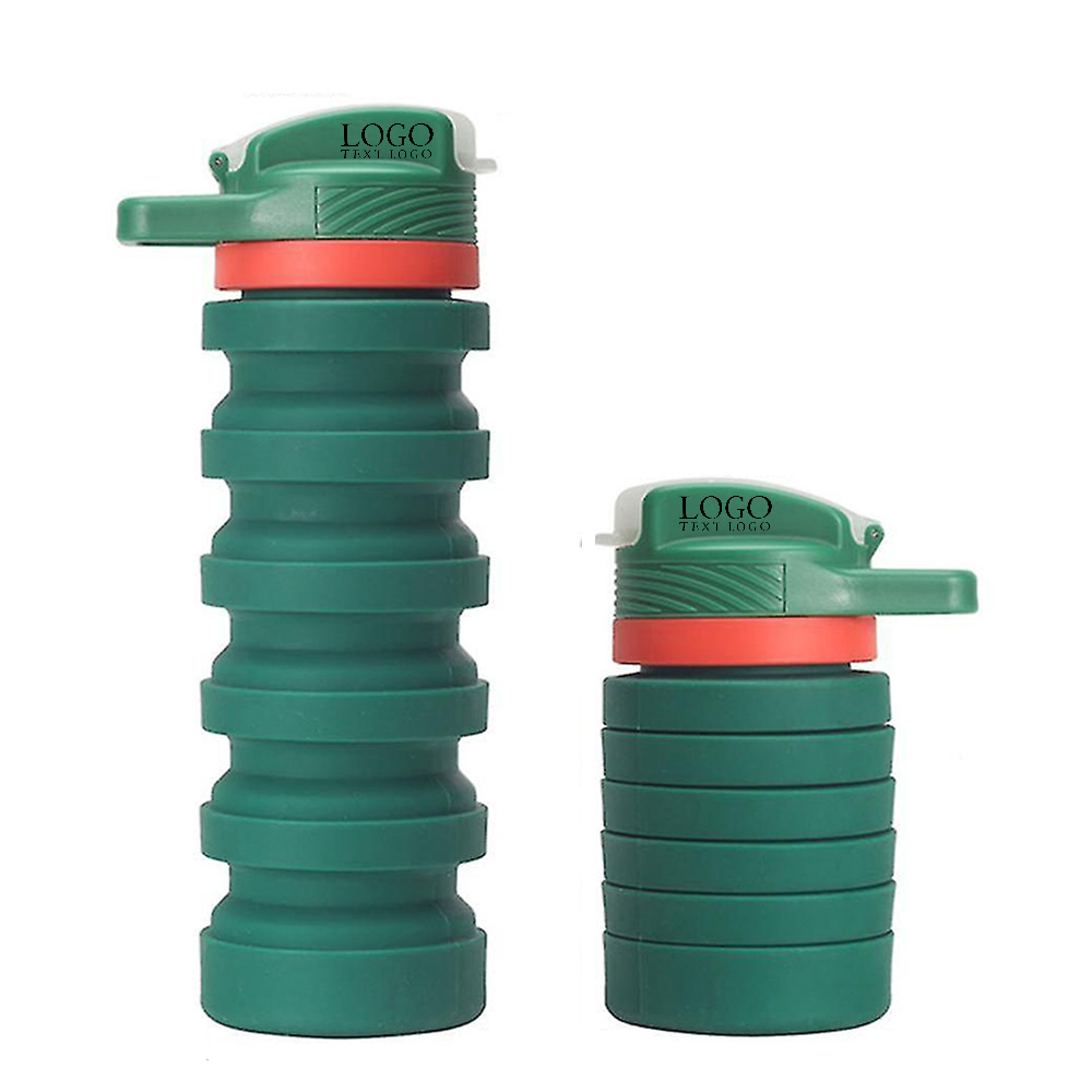 Larri Water Bottle Folding Silicone Bottle Green With Logo
