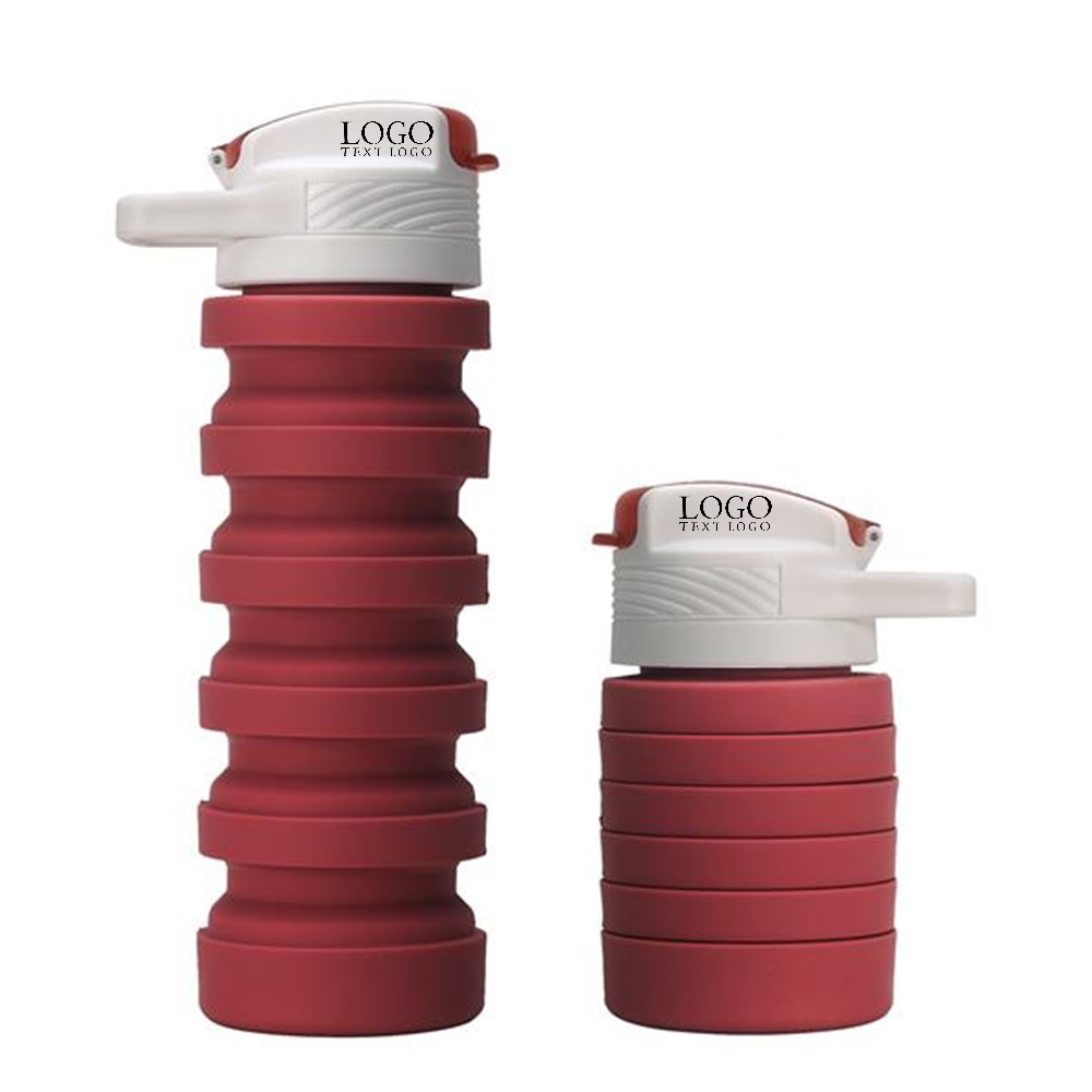 Larri Water Bottle Folding Silicone Bottle Red With Logo