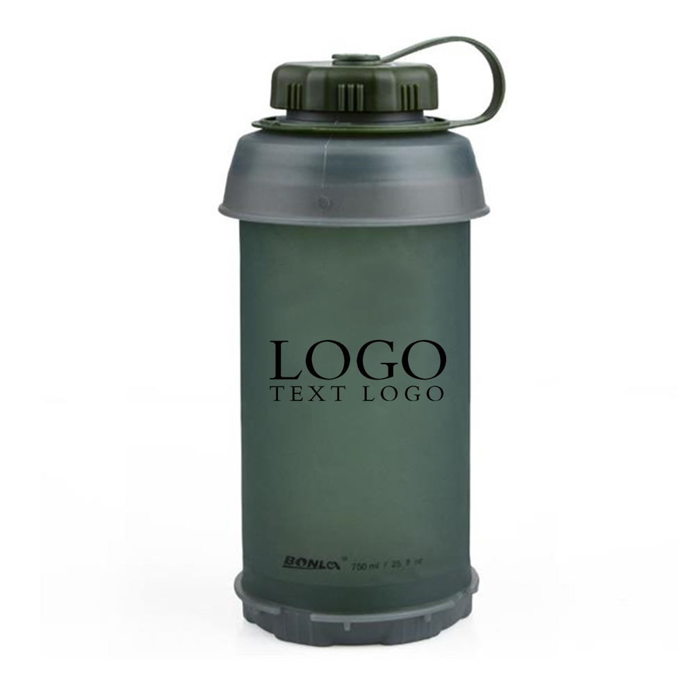 Lightweight 25Oz Collapsible Water Bottle Green With Logo