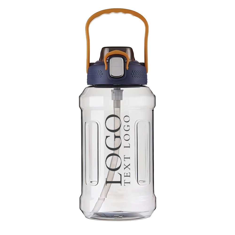 Marketing 64 oz Large Motivational Water Bottle With StrawHandle  Gray With Logo