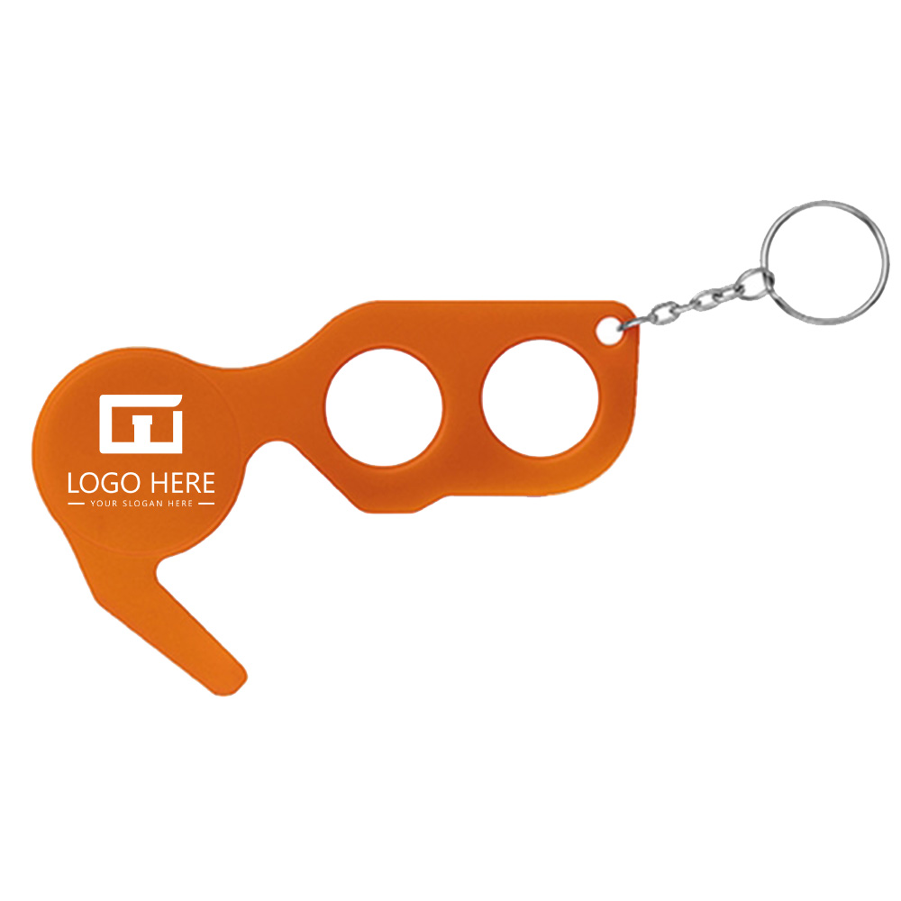 Orange Promo PPE Door Opener Closer No Touch With Key Chain With Logo