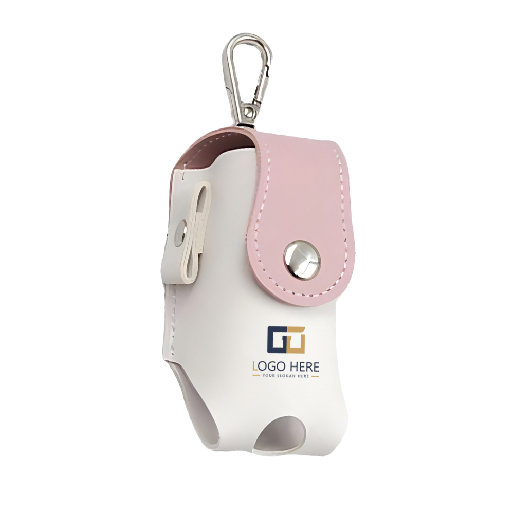 Pink Promo Golf PU Leather Belt Bag With Keychain With Logo