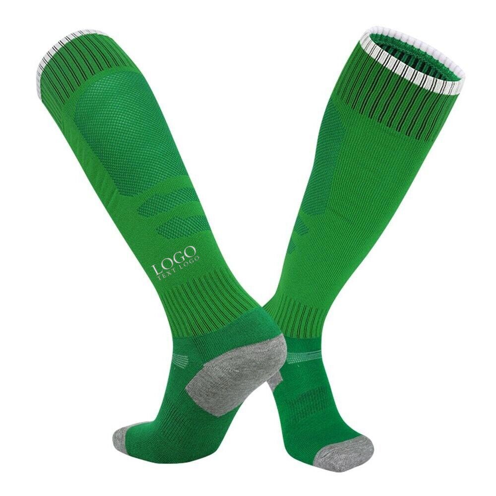 Promo Knee High Soccer Socks Green With Logo