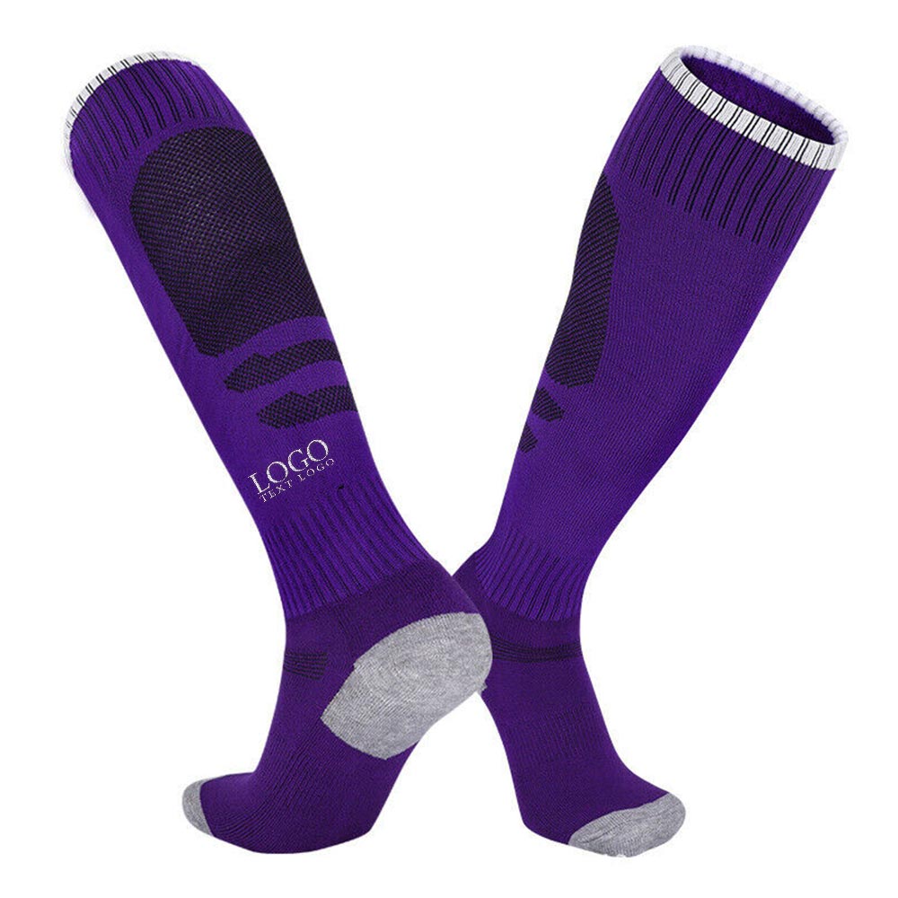 Promo Knee High Soccer Socks Purple With Logo