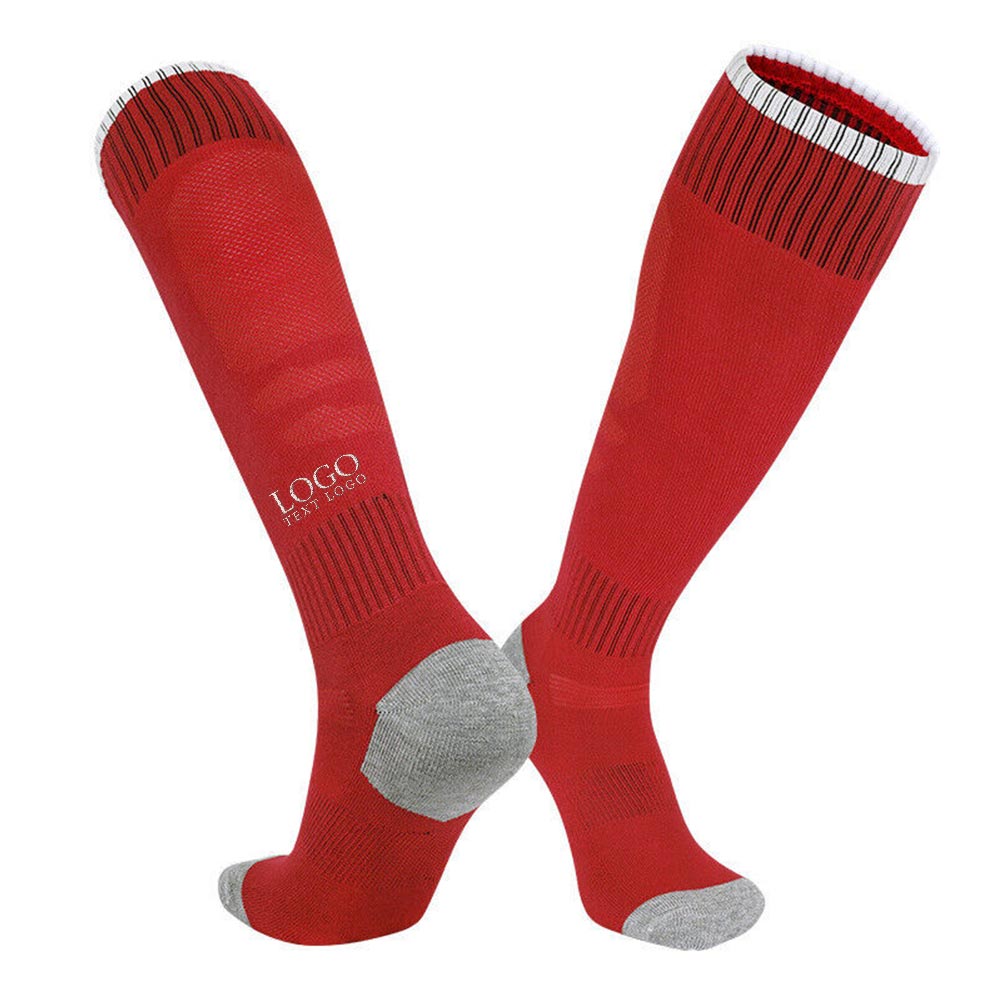 Promo Knee High Soccer Socks Red With Logo