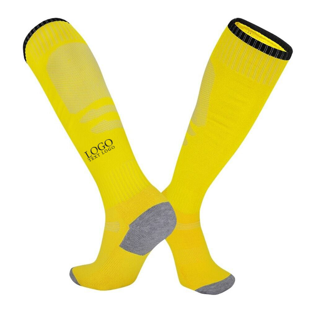 Promo Knee High Soccer Socks Yellow With Logo