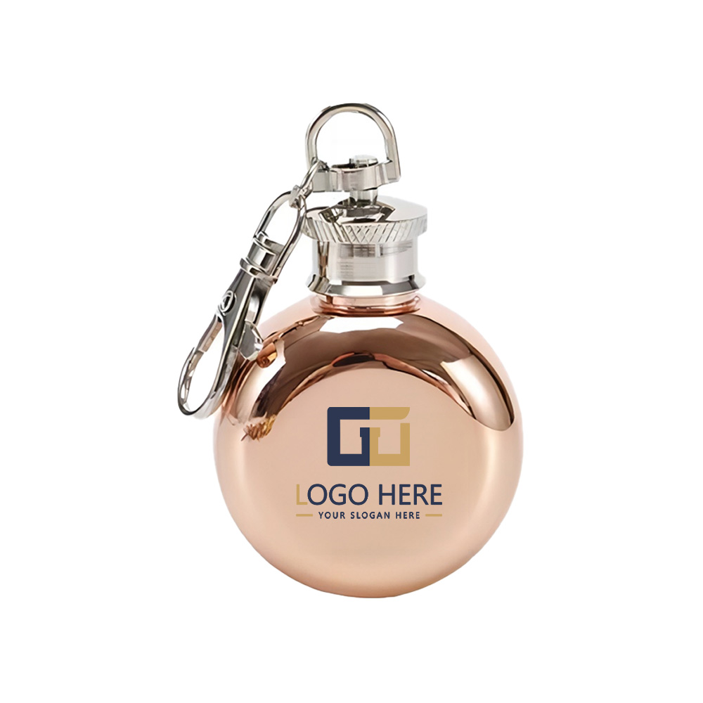 Rose Gold Promo Keychain Flask With Logo