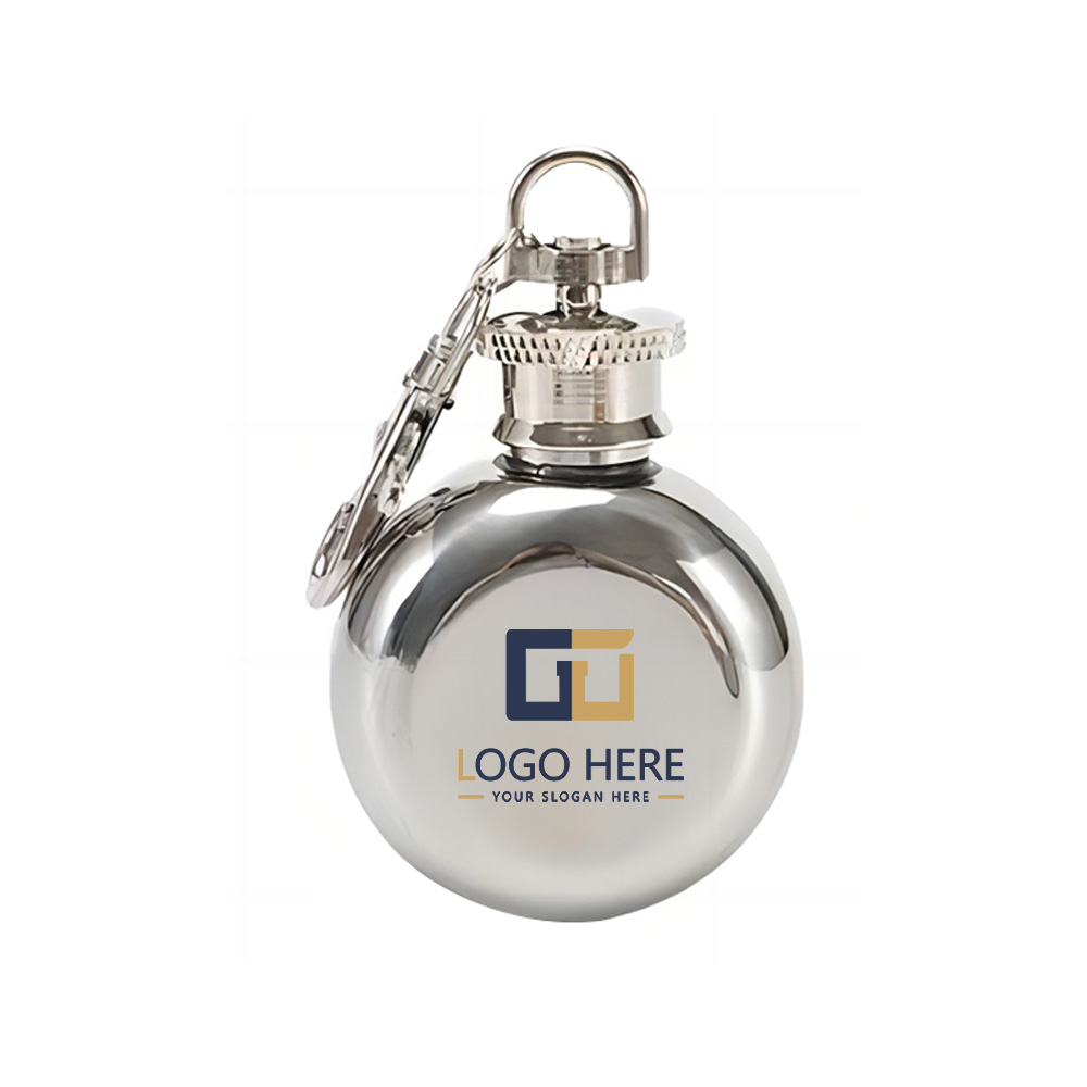 Silver Promo Keychain Flask With Logo