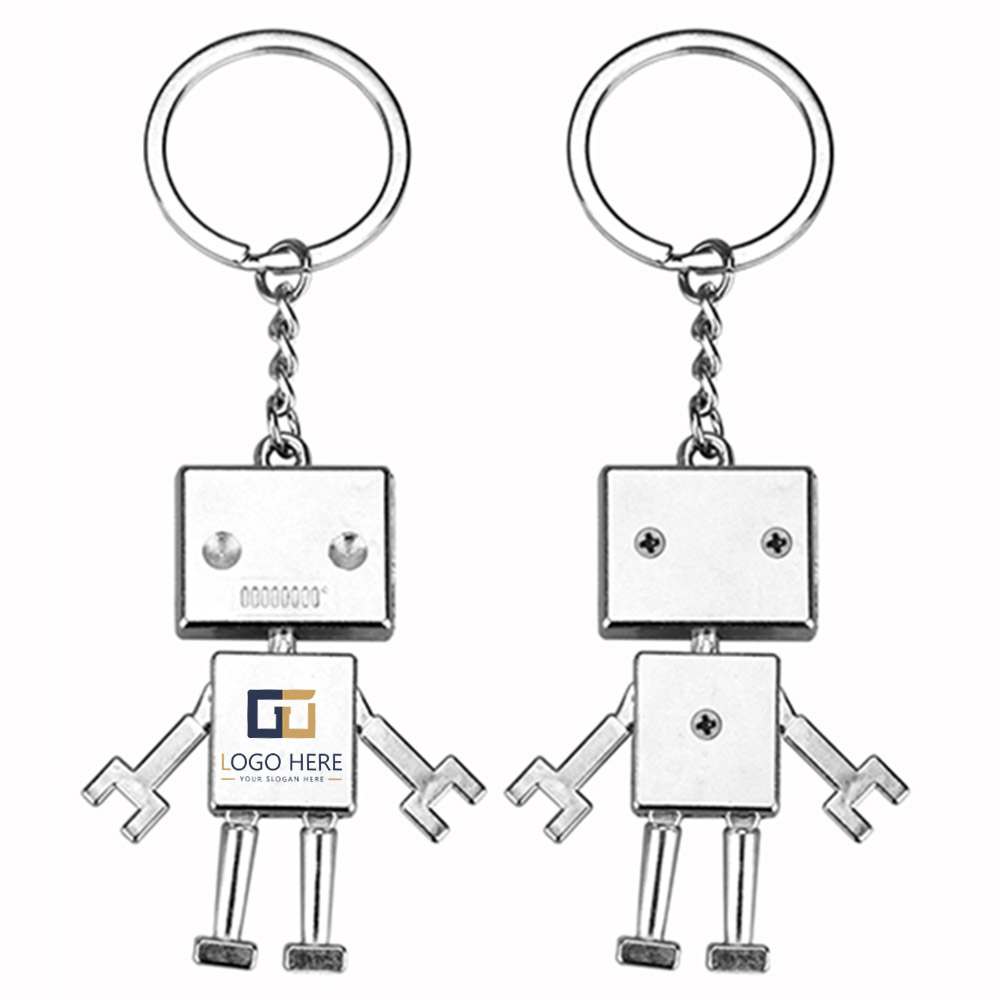Silver Promo Robot Shaped Key Chain With Logo