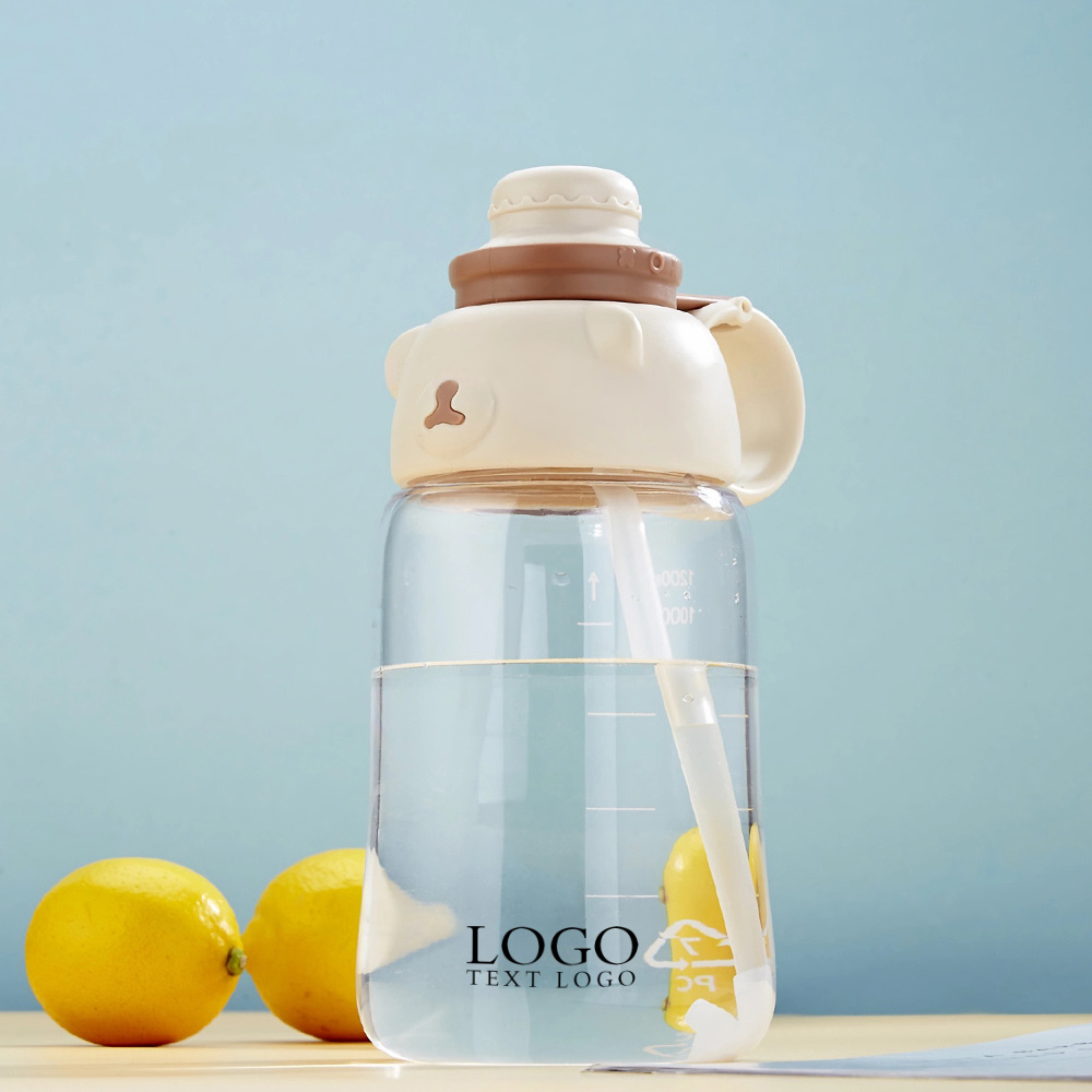 Cute Kawaii Bear Plastic Straw Water Bottle L