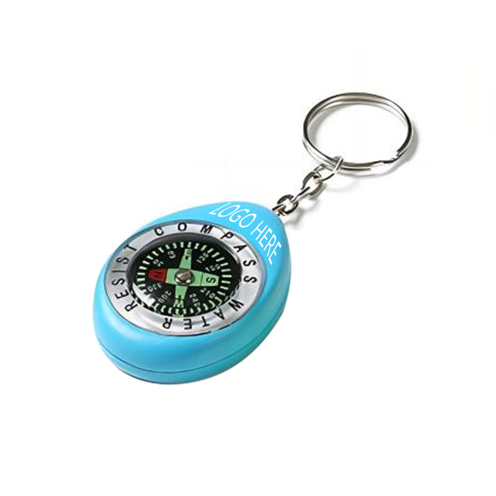 Blue Promo Oval Compass keychain With Logo