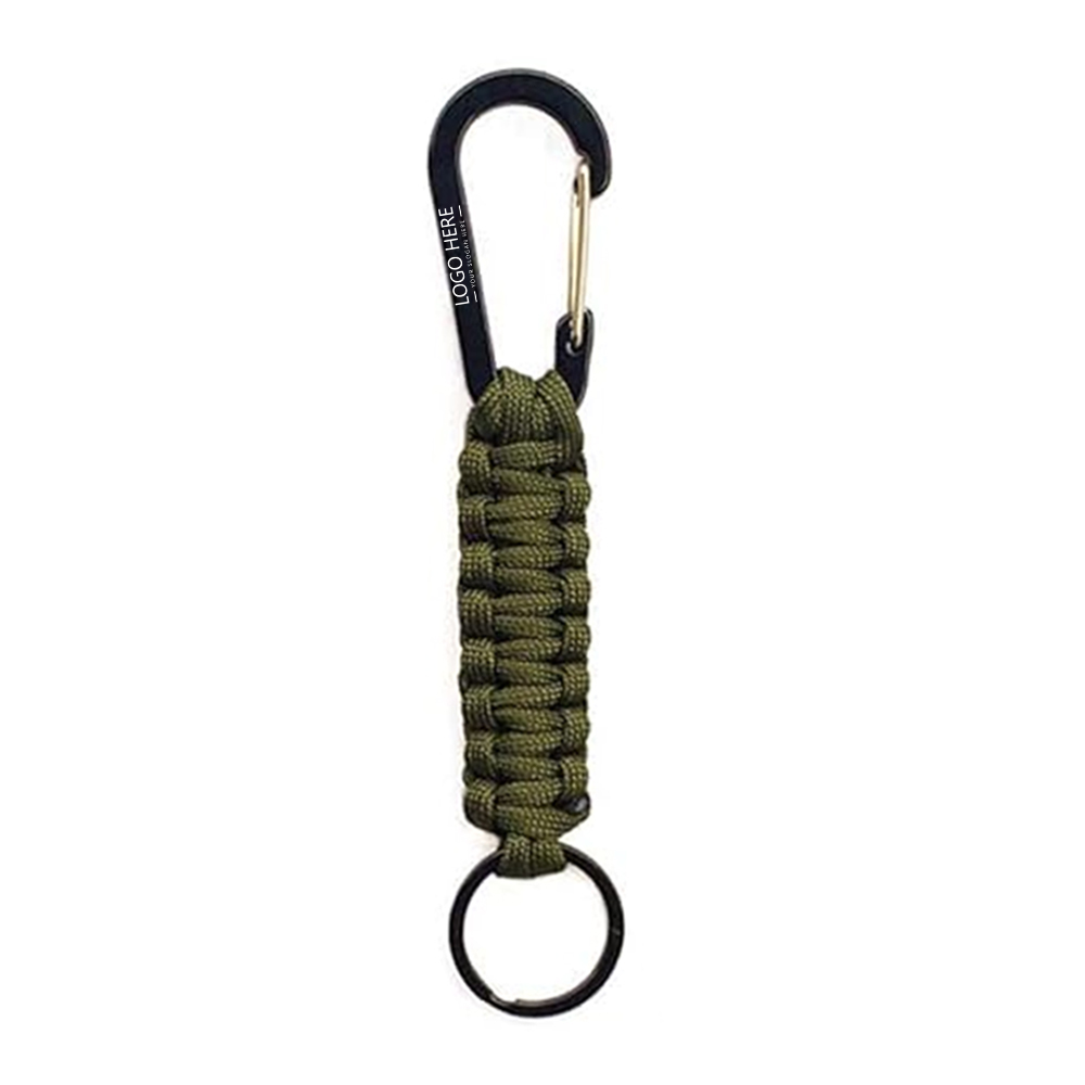 Military Green Promo Paracord Keychain With Carabiner Military Green Promo Paracord Keychain With Carabiner