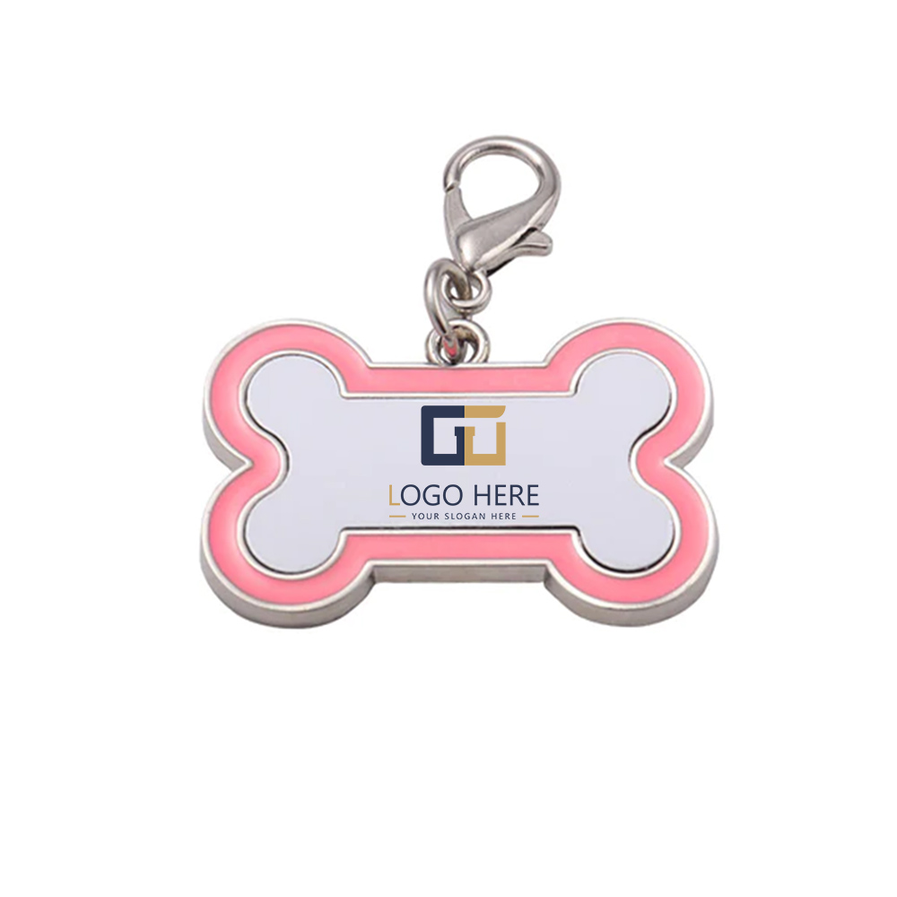 Pink Promo Bone Shaped Dog Tag With Logo