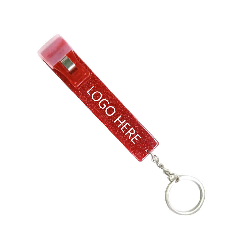 Red Promo Card Grabber Keychain With Logo