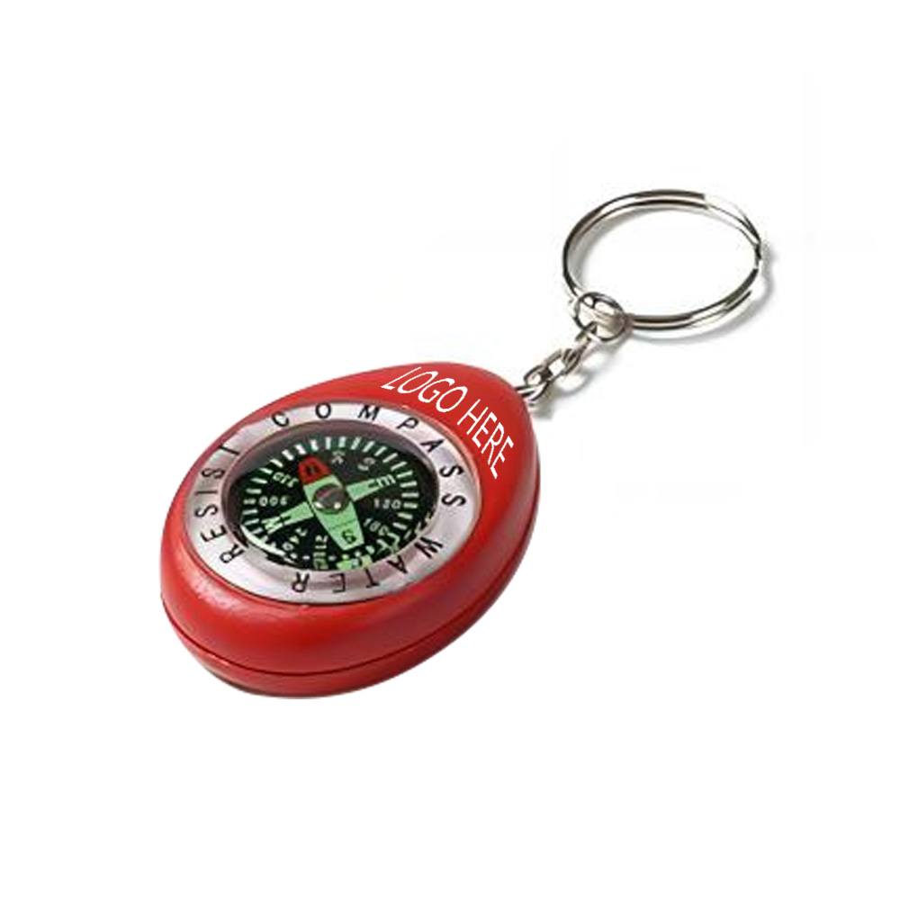 Red Promo Oval Compass keychain With Logo